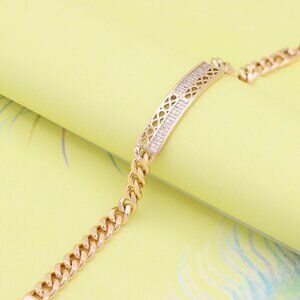 "Elegant Rose Gold Bracelet with Teardrop Cutouts & CZ Accents, XPBL0963